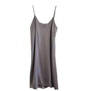 Vanilla Star Vintage Look Chemise Midi Slip Dress Spaghetti Straps Gray Large